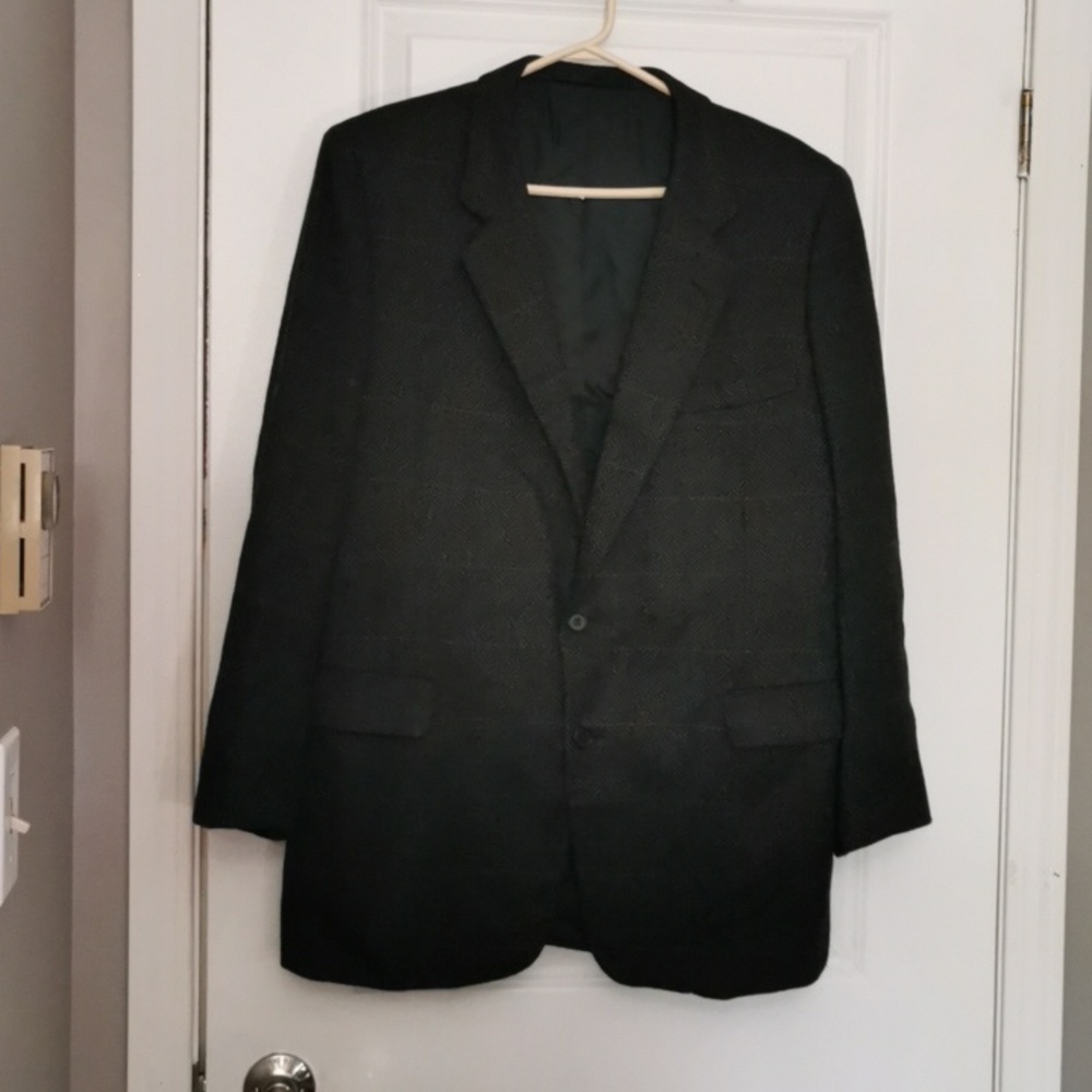 Vintage Herring Bone Tweed Red‎ Over Checked Men's Blazer 100 Percent Cashmere.